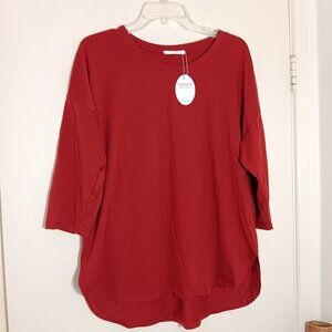kancystore, 3/4 leaves  top in red burgundy  xl